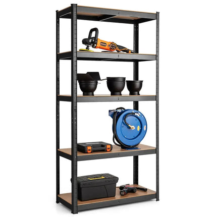 35.5 x 71 Inch Adjustable 5-Layer 2000 lbs Capacity Tool Shelf-Black - Black - Garages