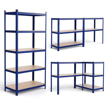 35.5 x 71 Inch Adjustable 5-Layer 2000 lbs Capacity Tool Shelf-Blue - Blue - Garages