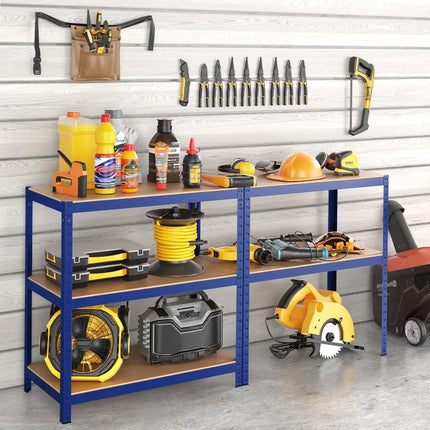35.5 x 71 Inch Adjustable 5-Layer 2000 lbs Capacity Tool Shelf-Blue - Blue - Garages