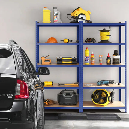 35.5 x 71 Inch Adjustable 5-Layer 2000 lbs Capacity Tool Shelf-Blue - Blue - Garages