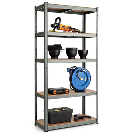 35.5 x 71 Inch Adjustable 5-Layer 2000 lbs Capacity Tool Shelf -Gray - Gray - Garages