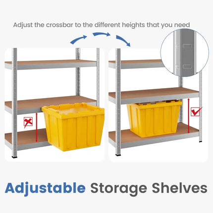 35.5 x 71 Inch Adjustable 5-Layer 2000 lbs Capacity Tool Shelf-Silver - Silver - Garages