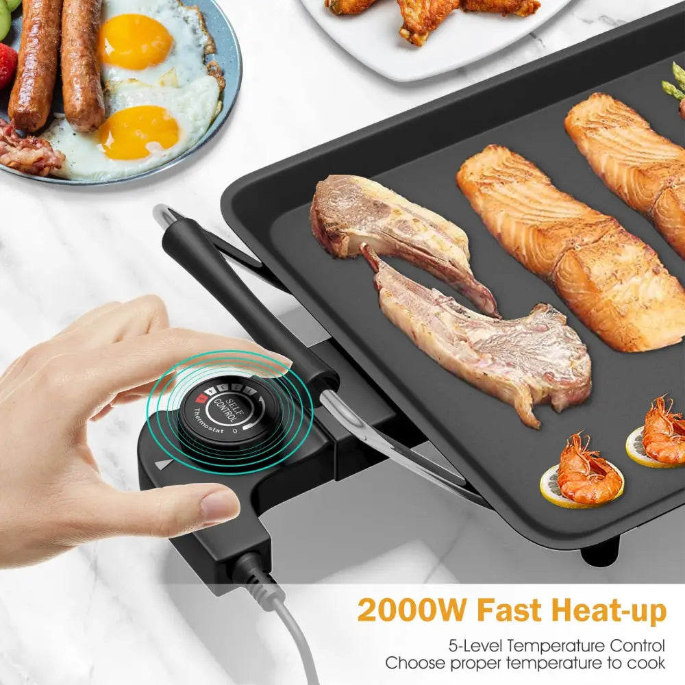 35 Inch Costway Electric Griddle Teppanyaki Grill with Adjustable Temperature - Black - Cookware & Bakeware