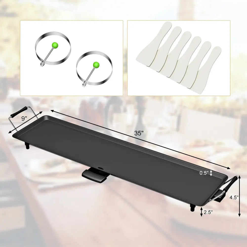 35 Inch Costway Electric Griddle Teppanyaki Grill with Adjustable Temperature - Black - Cookware & Bakeware