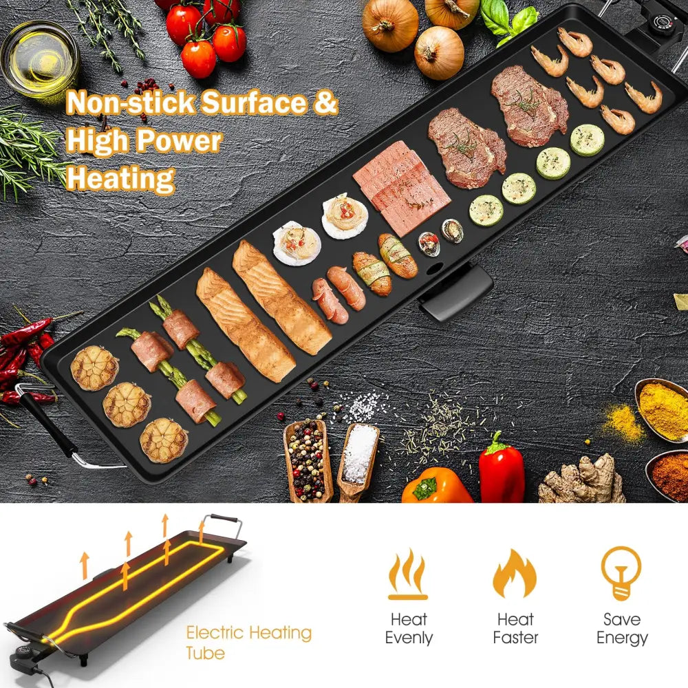 35 Inch Costway Electric Griddle Teppanyaki Grill with Adjustable Temperature - Black - Cookware & Bakeware