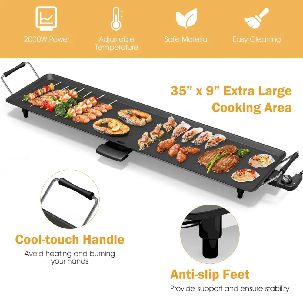 35 Inch Costway Electric Griddle Teppanyaki Grill with Adjustable Temperature - Black - Cookware & Bakeware