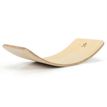 35 Inch Wooden Wobble Balance Board Kids Rocker Yoga Curvy Board Toy with Felt Layer-Natural - Natural - Toy Sports