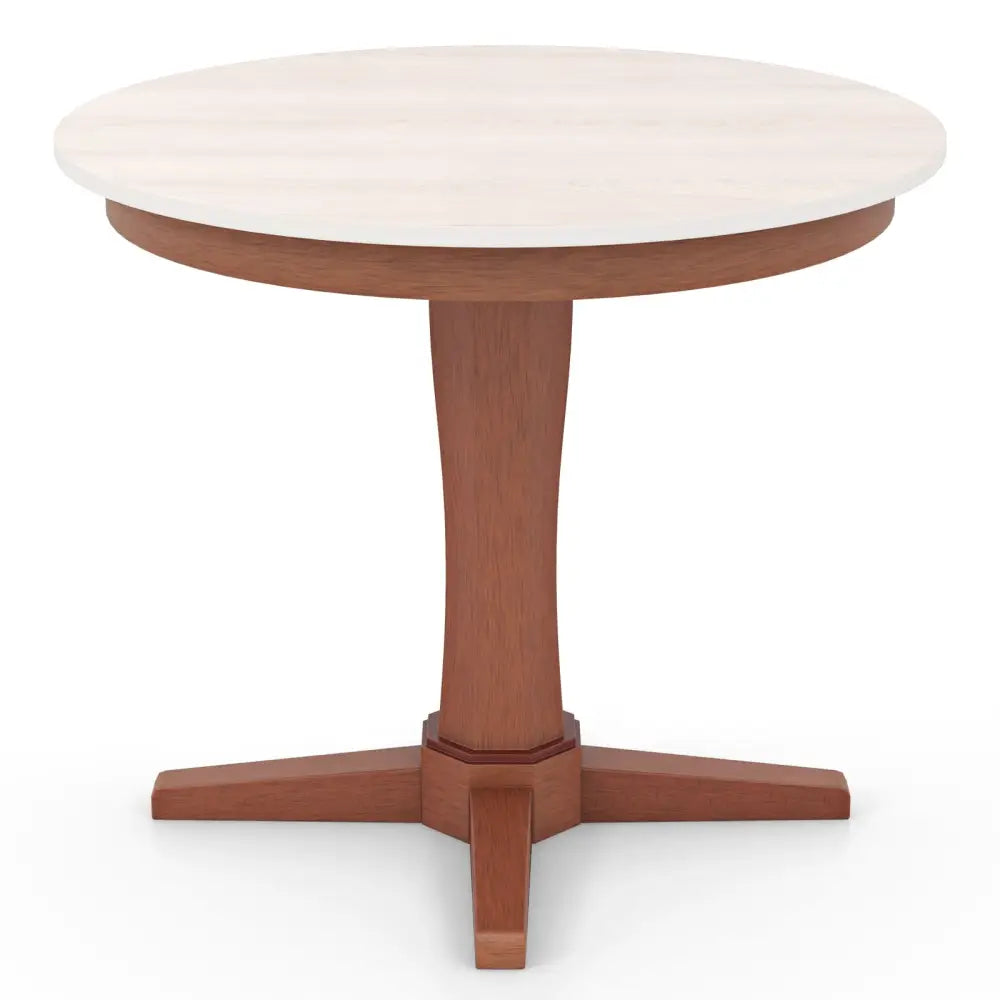 35 Inches Wooden Round Dining Table with Pedestal Base-White - White - Dining Tables