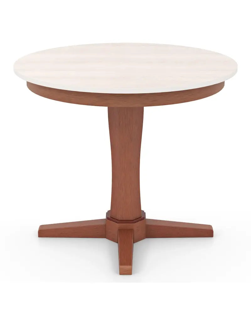 35 Inches Wooden Round Dining Table with Pedestal Base-White - White - Dining Tables