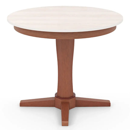35 Inches Wooden Round Dining Table with Pedestal Base-White Costway