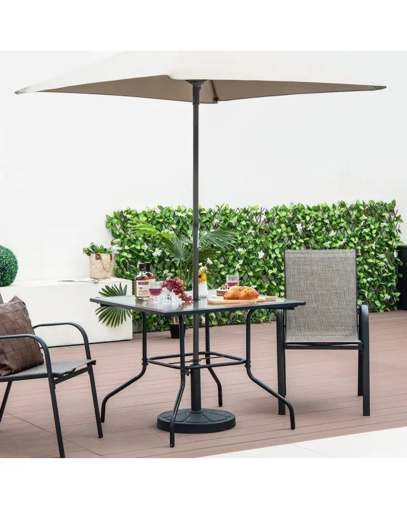 35 x 35 Inch Patio Dining Table with 1.5 Inch Umbrella Hole without Umbrella - Black - Patio Dining Tables