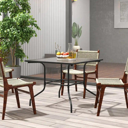 35 x 35 Inch Patio Dining Table with 1.5 Inch Umbrella Hole without Umbrella - Black - Patio Dining Tables