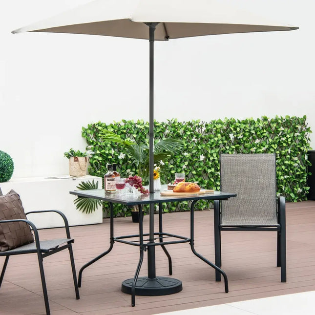 35 x 35 Inch Patio Dining Table with 1.5 Inch Umbrella Hole without Umbrella - Black - Patio Dining Tables