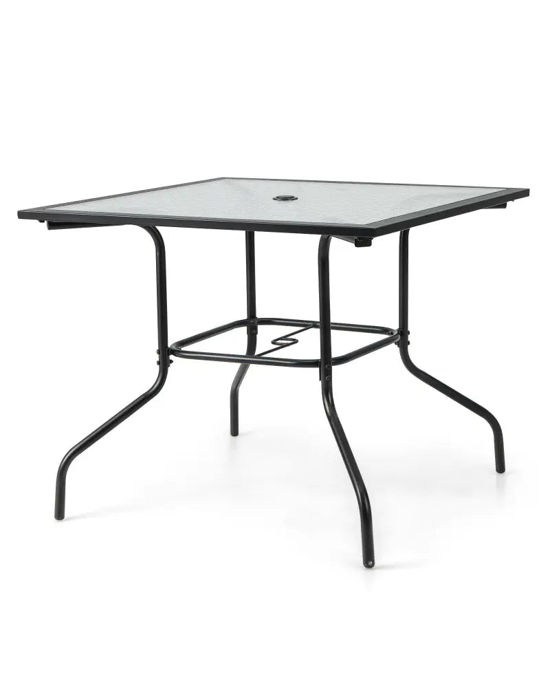 35 x 35 Inch Patio Dining Table with 1.5 Inch Umbrella Hole without Umbrella - Black - Patio Dining Tables