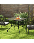 35 x 35 Inch Patio Dining Table with 1.5 Inch Umbrella Hole without Umbrella - Black - Patio Dining Tables