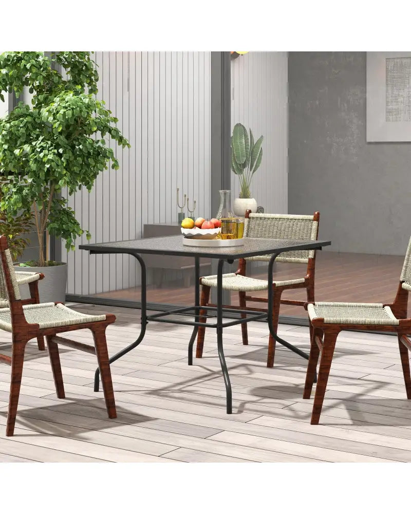 35 x 35 Inch Patio Dining Table with 1.5 Inch Umbrella Hole without Umbrella - Black - Patio Dining Tables