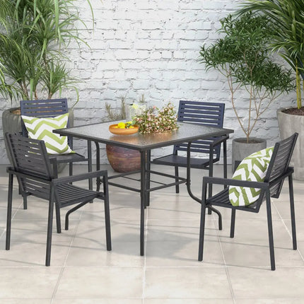35 x 35 Inch Patio Dining Table with 1.5 Inch Umbrella Hole without Umbrella - Black - Patio Dining Tables