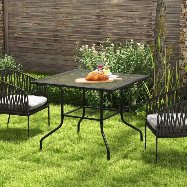 35 x 35 Inch Patio Dining Table with 1.5 Inch Umbrella Hole without Umbrella - Black - Patio Dining Tables