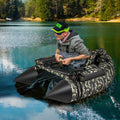 350 LBS Inflatable Fishing Float Tube with Adjustable Backrest and Backpack Straps-Camouflage - Camouflage - Water