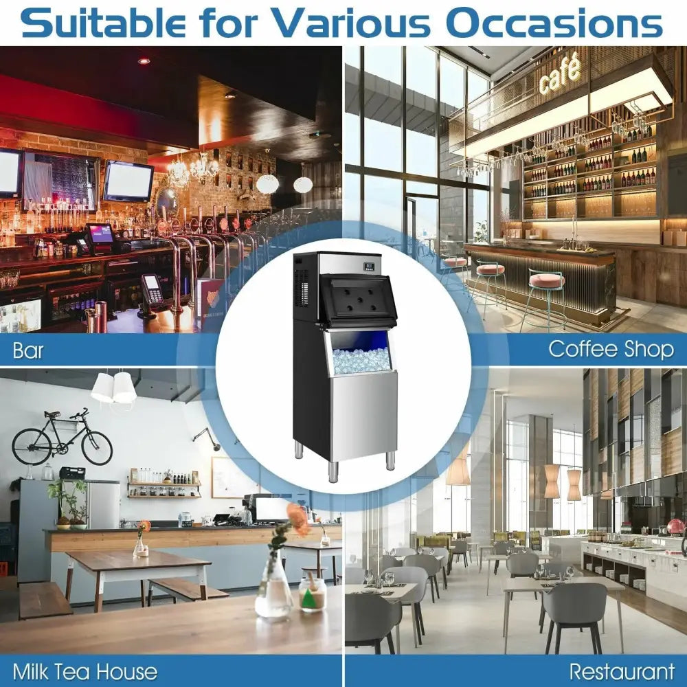 353LBS/24H Split Commercial Ice Maker with 198 LBS Storage Bin Costway
