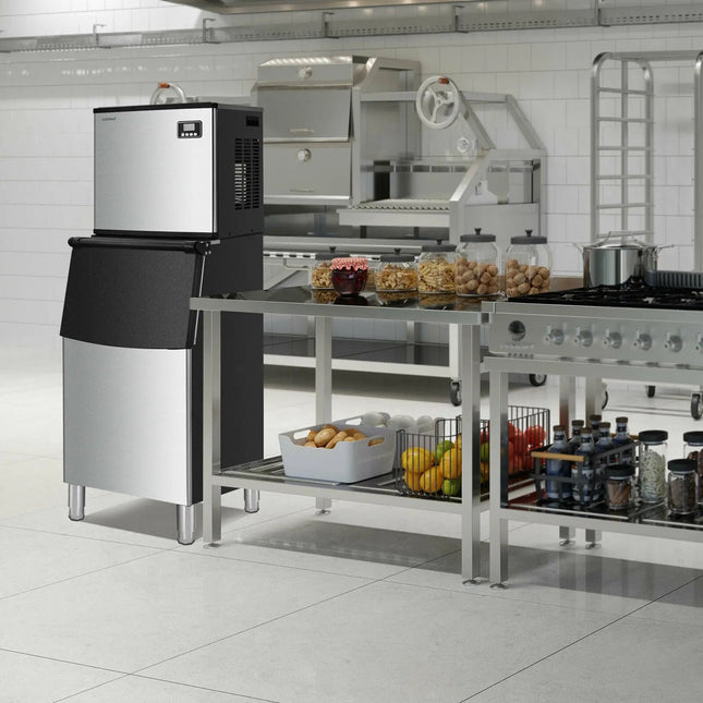 353LBS/24H Split Commercial Ice Maker with 198 LBS Storage Bin Costway