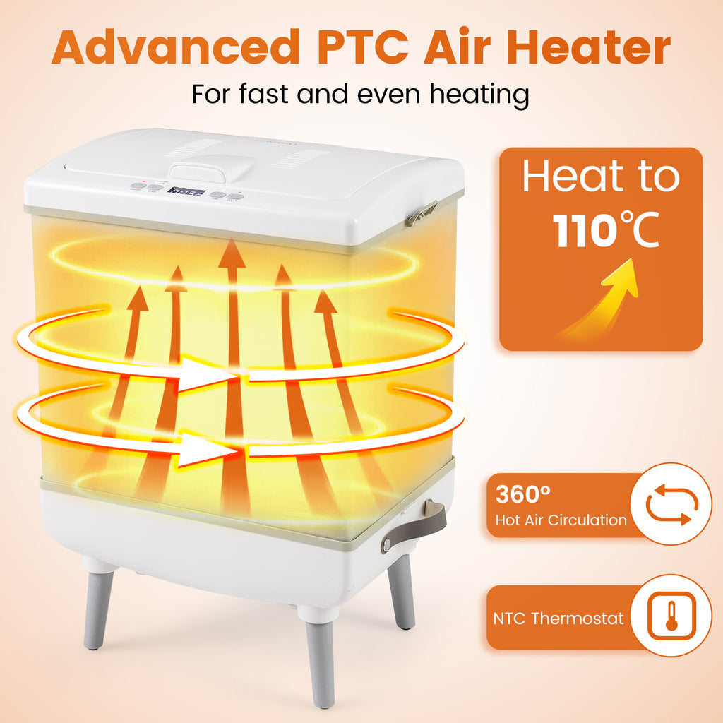 35L Large Towel Warmer with Heating and Drying Modes for Bathroom-Beige