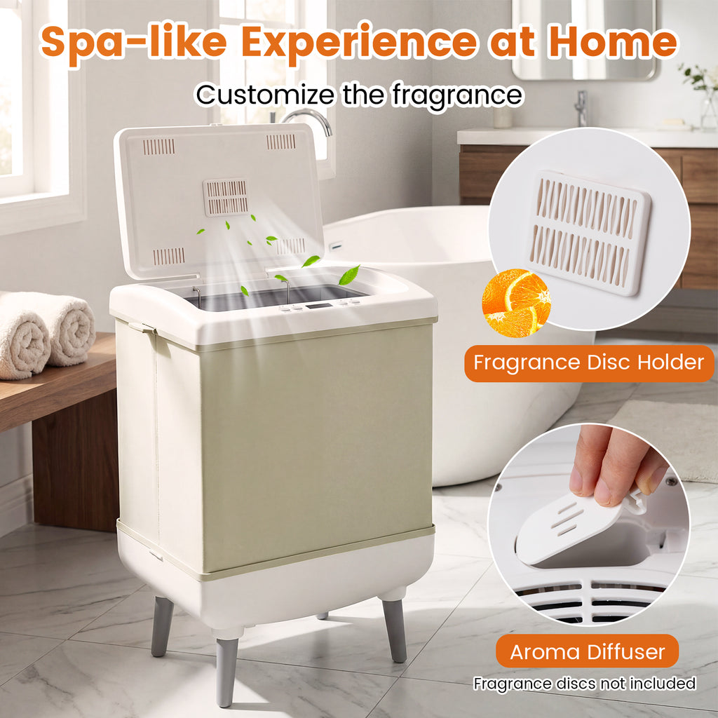 35L Large Towel Warmer with Heating and Drying Modes for Bathroom-Beige