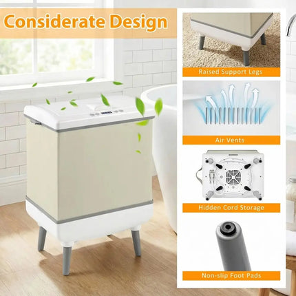 35L Large Towel Warmer with Heating and Drying Modes for Bathroom-Beige Costway