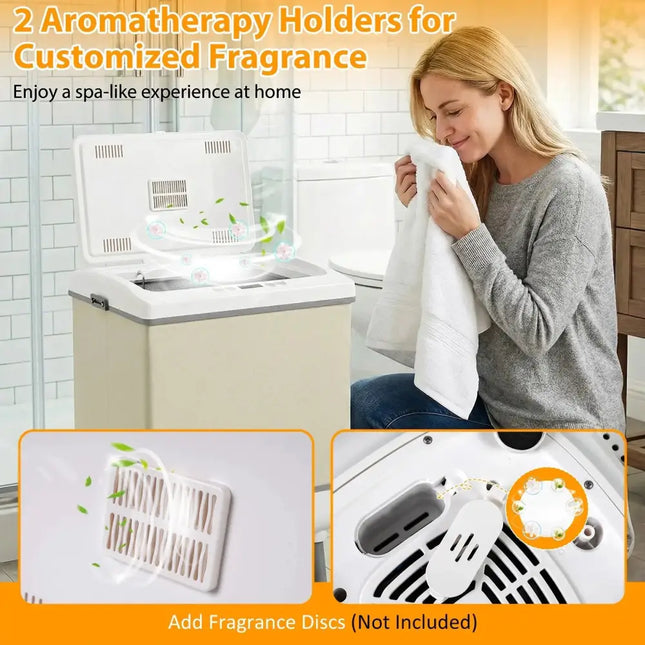 35L Large Towel Warmer with Heating and Drying Modes for Bathroom-Beige Costway