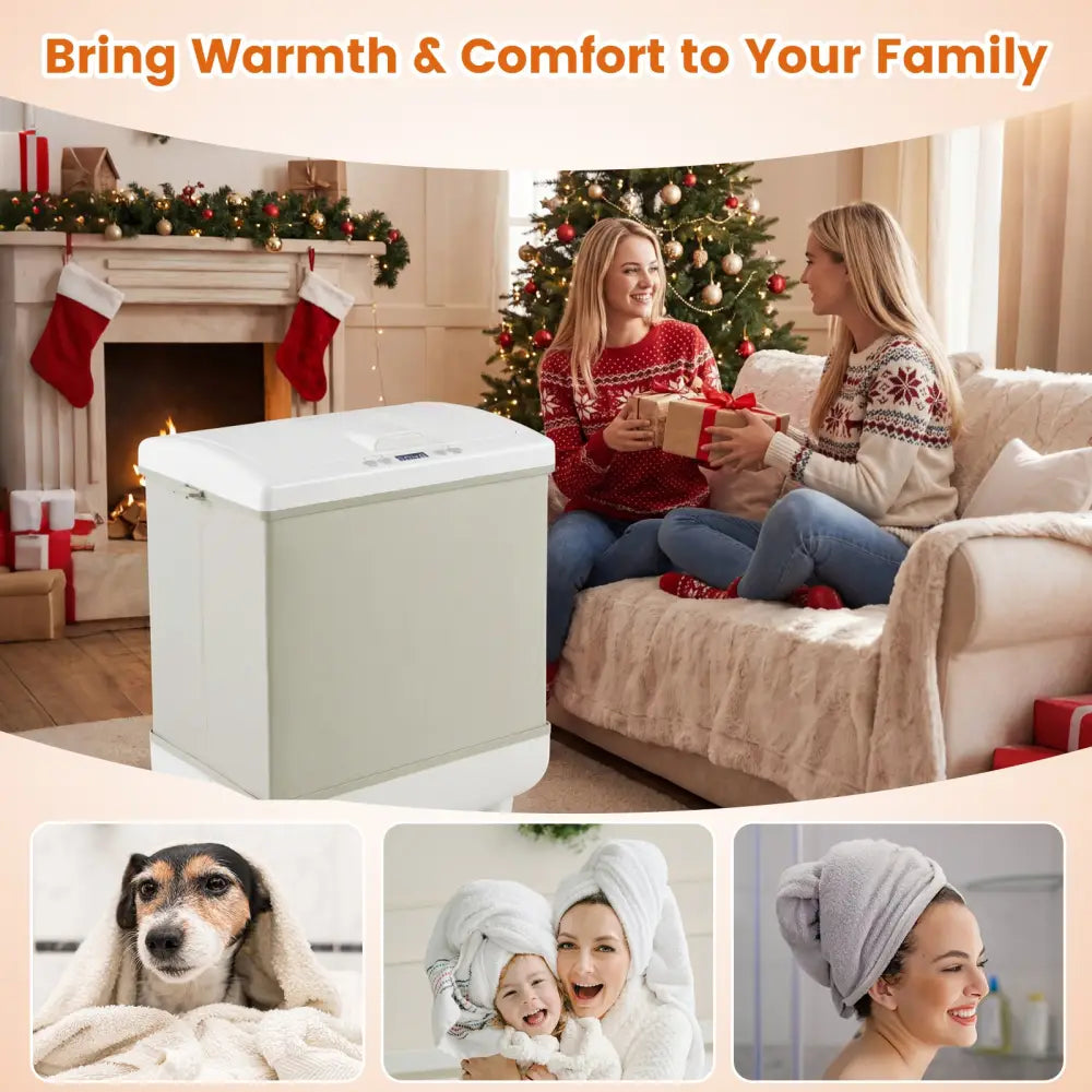 35L Large Towel Warmer with Heating and Drying Modes for Bathroom-Beige - Beige - Dryers