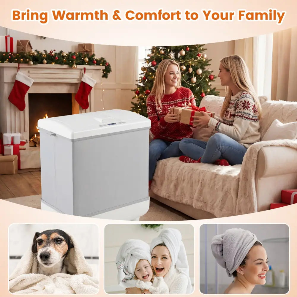 35L Large Towel Warmer with Heating and Drying Modes for Bathroom-Gray - Gray - Dryers