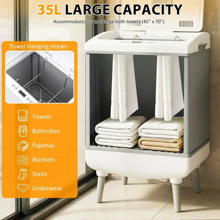 35L Large Towel Warmer with Heating and Drying Modes for Bathroom-Gray Costway