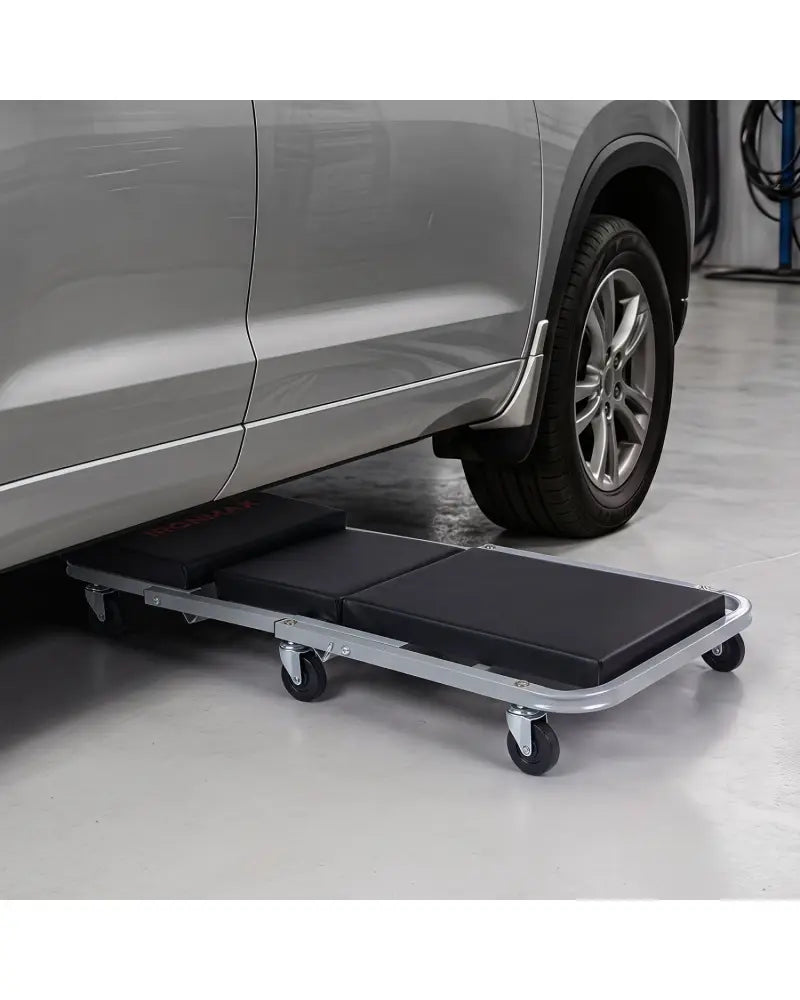 36’’ 2-in-1 Mechanic Creeper and Z-Seat with 6 Swivel Casters-Black - Black & Gray - Garages