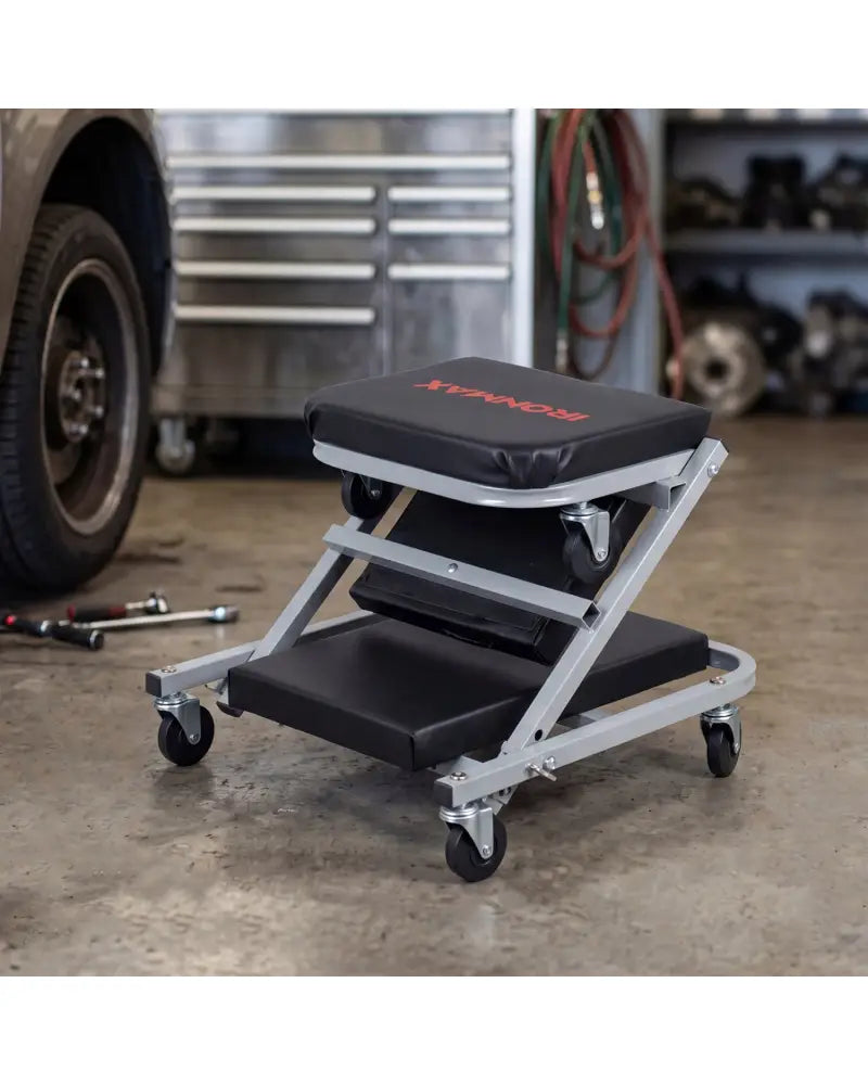 36’’ 2-in-1 Mechanic Creeper and Z-Seat with 6 Swivel Casters-Black - Black & Gray - Garages