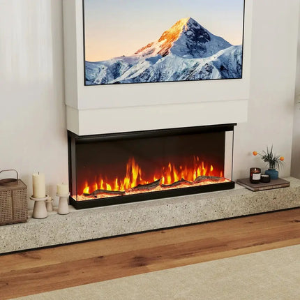 36/40/50/60 Inch Wide 3-Sided Electric Fireplace Insert with Remote Control and 12 Flame Colors-40 inches Costway