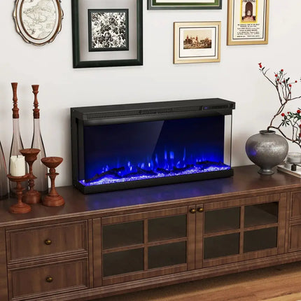 36/40/50/60 Inch Wide 3-Sided Electric Fireplace Insert with Remote Control and 12 Flame Colors-36 Inch Costway