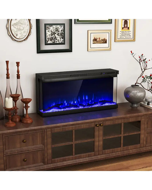 36/40/50/60 Inch Wide 3-Sided Electric Fireplace Insert with Remote Control and 12 Flame Colors-36 Inch - Fireplaces