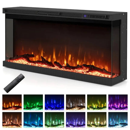 36/40/50/60 Inch Wide 3-Sided Electric Fireplace Insert with Remote Control and 12 Flame Colors-36 Inch Costway