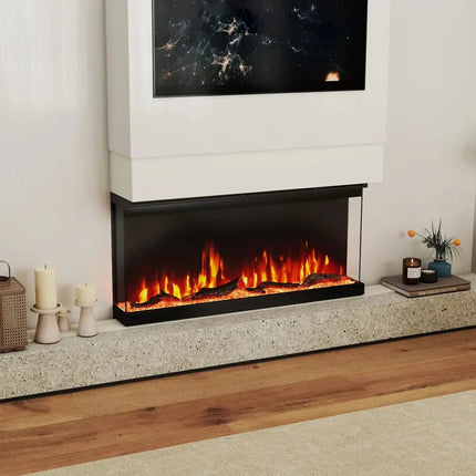 36/40/50/60 Inch Wide 3-Sided Electric Fireplace Insert with Remote Control and 12 Flame Colors-36 Inch Costway