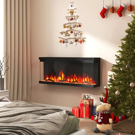 36/40/50/60 Inch Wide 3-Sided Electric Fireplace Insert with Remote Control and 12 Flame Colors-40 inches Costway