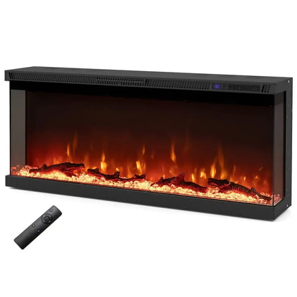 36/40/50/60 Inch Wide 3-Sided Electric Fireplace Insert with Remote Control and 12 Flame Colors-40 inches Costway