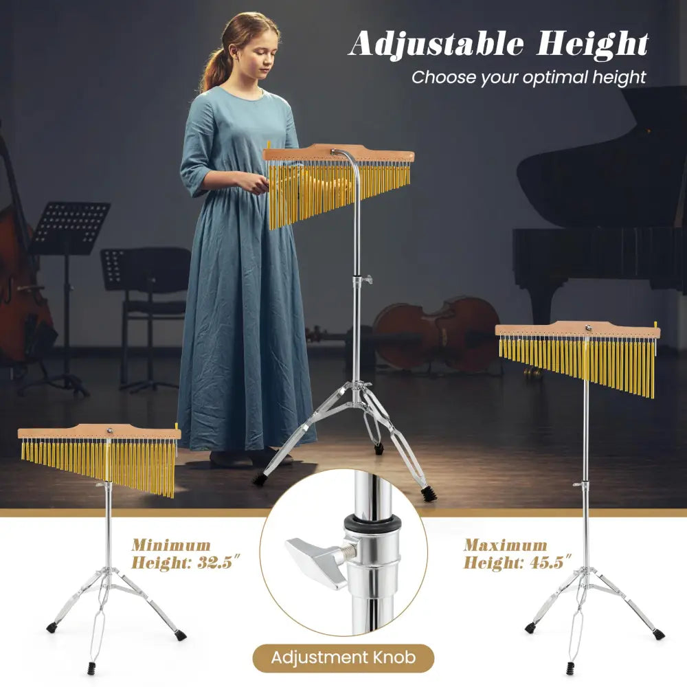 36-Bar Single-Row Chimes Percussion Instrument-Golden - Golden - Drums & Percussion