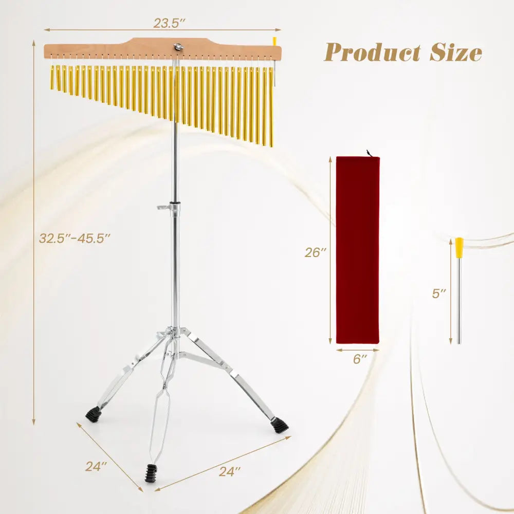 36-Bar Single-Row Chimes Percussion Instrument-Golden - Golden - Drums & Percussion