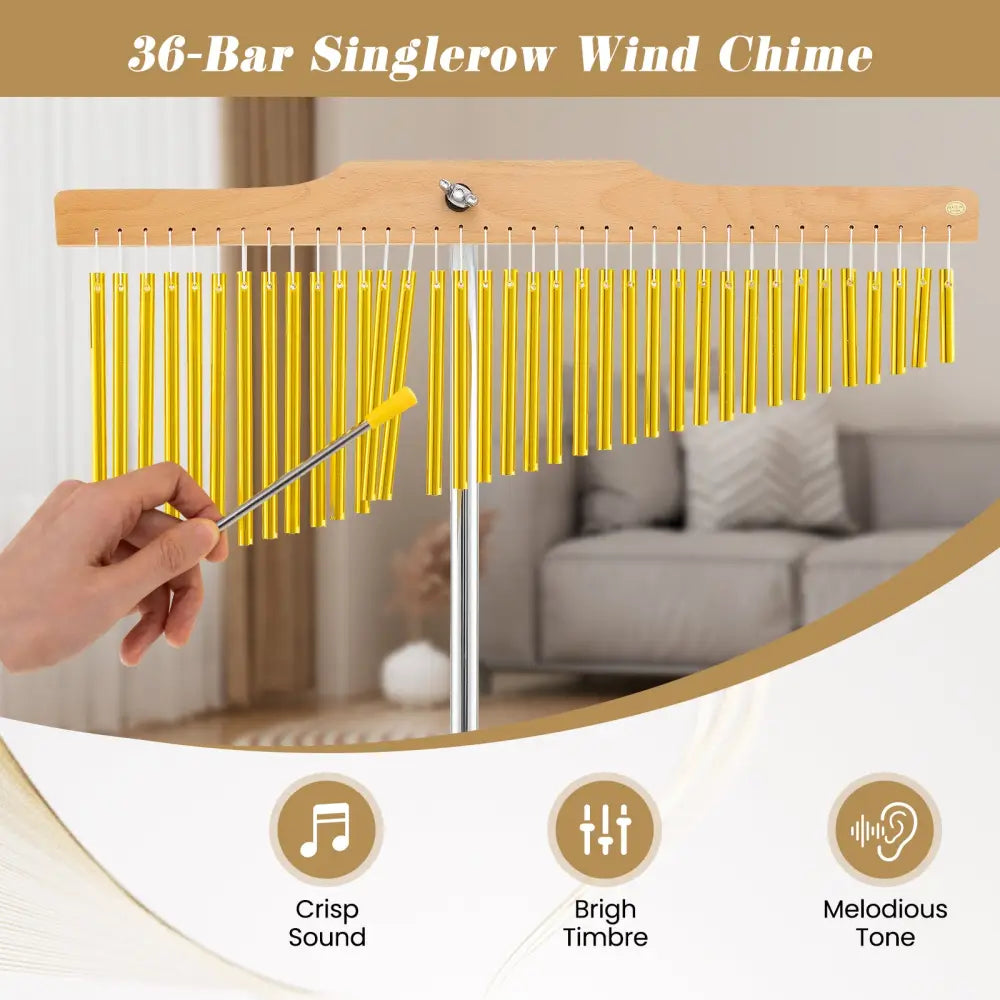 36-Bar Single-Row Chimes Percussion Instrument-Golden - Golden - Drums & Percussion