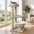 36’’ Carpeted Cat Tree with Plush Perches Scratching Posts and Dangling Ball - Cat Trees Condos & Scratchers
