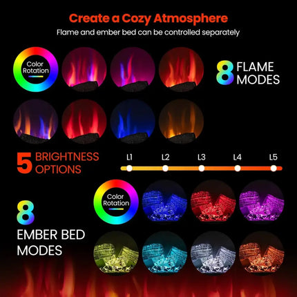 36 Inch 3-Sided 1500W Electric Fireplace with 7-Color Flame-Black Costway