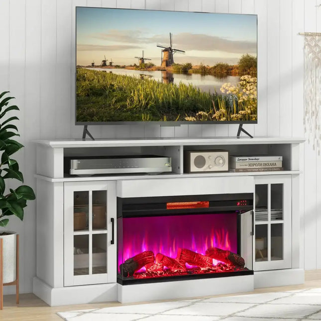 36 Inch 3-Sided 1500W Electric Fireplace with 7-Color Flame-Black Costway