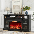 36 Inch 3-Sided 1500W Electric Fireplace with 7-Color Flame-Black - Black - Fireplaces