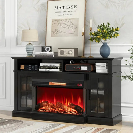36 Inch 3-Sided 1500W Electric Fireplace with 7-Color Flame-Black Costway