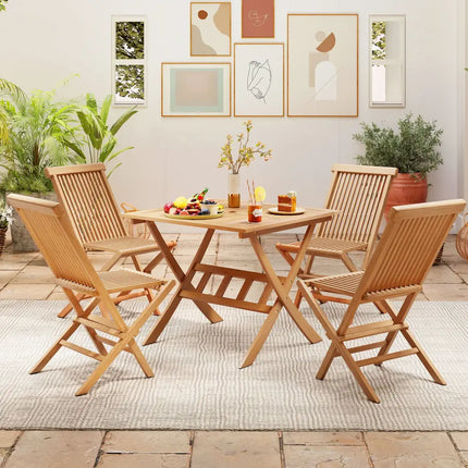 36-Inch Acacia Wood Folding Patio Dining Table with Umbrella Hole for 4 People - Patio Dining Tables